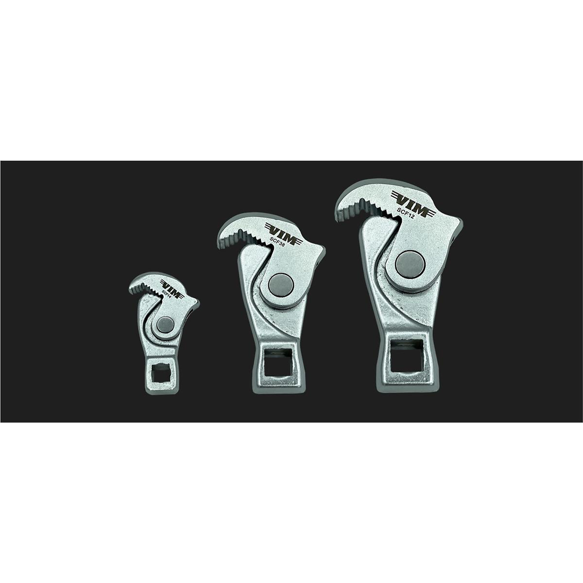 VIM Tools 3-Piece Spring Loaded Crowfoot Wrench Set — 1/4in., 3/8in. & 1/2in. Drive, Model# VIMSCF100